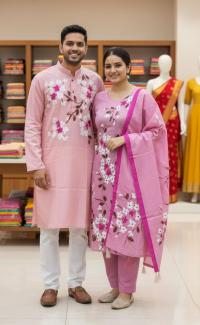 Panjabi Three Piece Couple Set