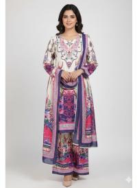 Ready Made Pure dubai silk Digital Print Three Piece