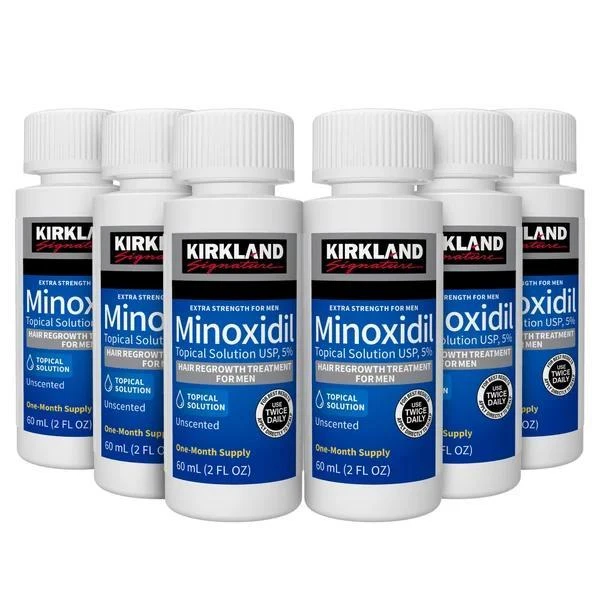 Kirkland 5% Minoxidil Extra Strength Hair Loss & Hair Regrowth Treatment for Men 60ml 6 pcs (USA original )