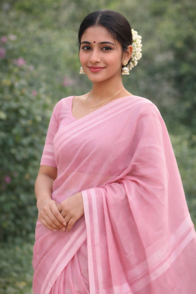 প্রিমিয়াম সিনথেটিক মসলিন শাড়ি - ১২০ কাউন্ট সুতি বুনন