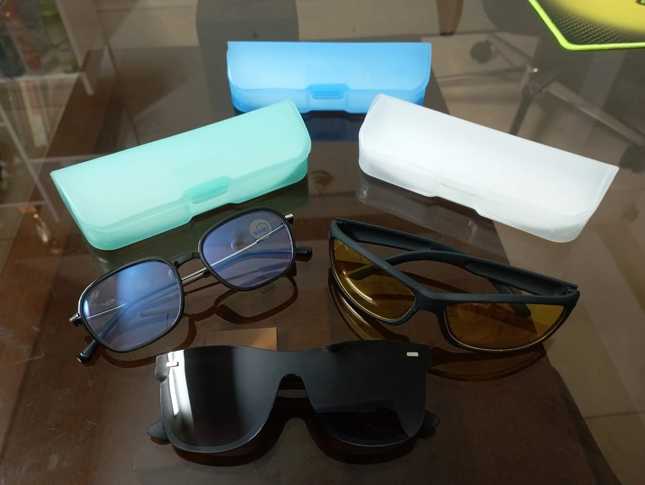 3 Glasses Combo Package - Stylish White Glasses & Black Glasses & Night Vision Sunglasses - 3 in One