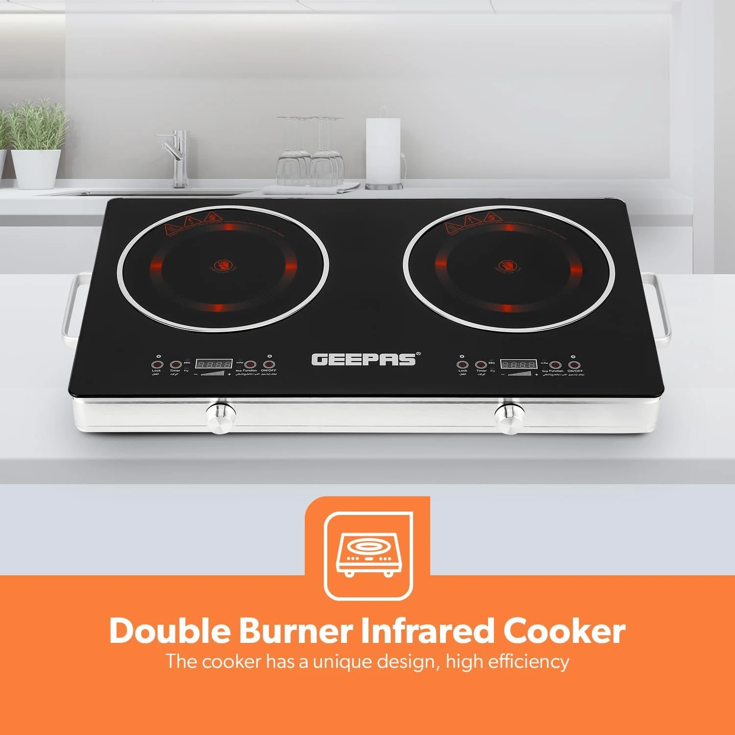 Geepas GIC6131S Double Infrared Cooker – 3600W
