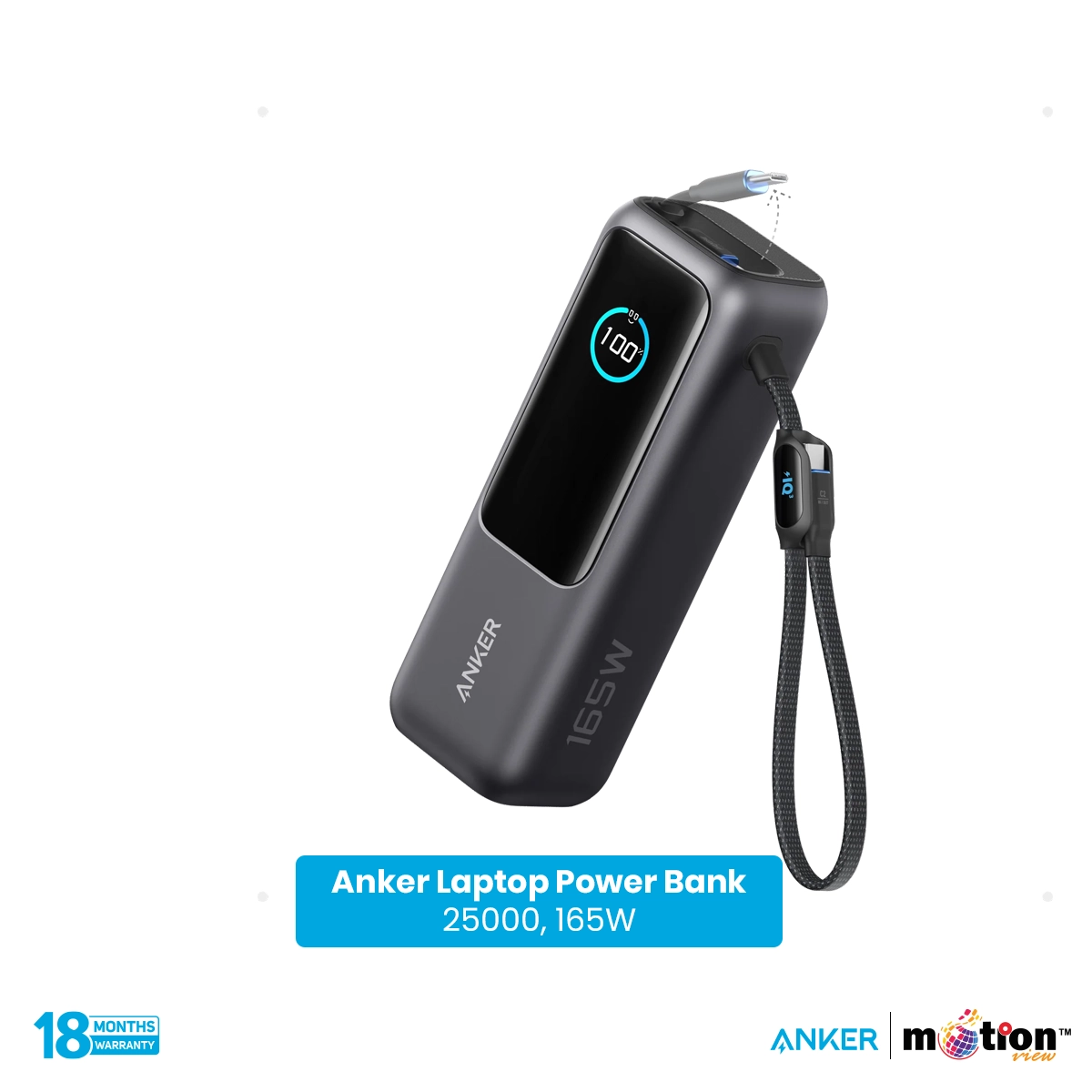 Anker Laptop 25000mAh Power Bank (25K, 165W, Built-In and Cables)