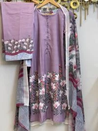 Digital Print Three Piece - Silk Set