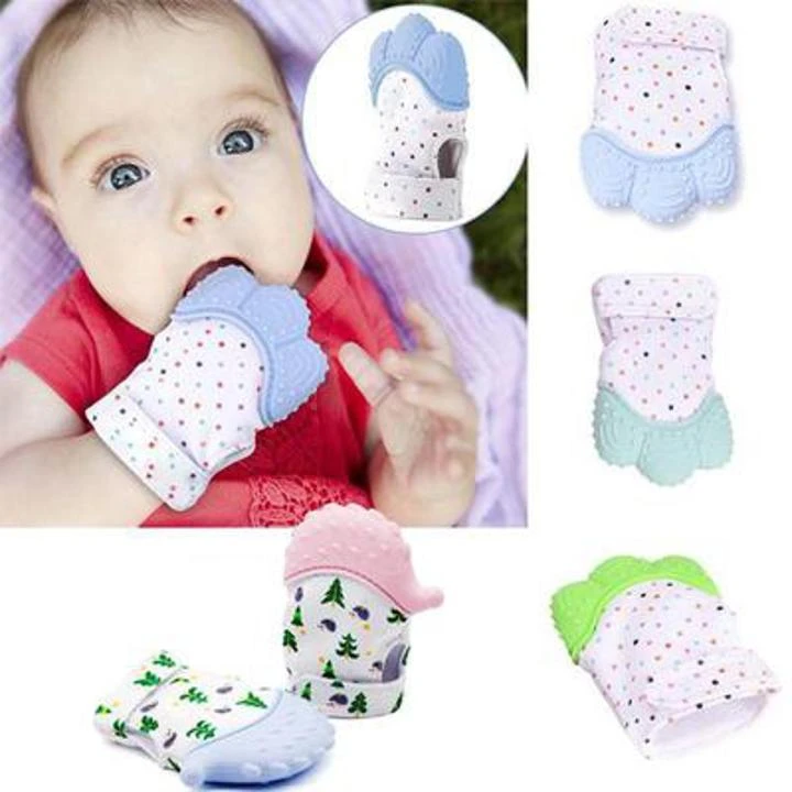 1pcs Baby Teether Gloves Teething Mitten Baby Molar Anti-biting Tool Silicon Gloves (Multicolor)
