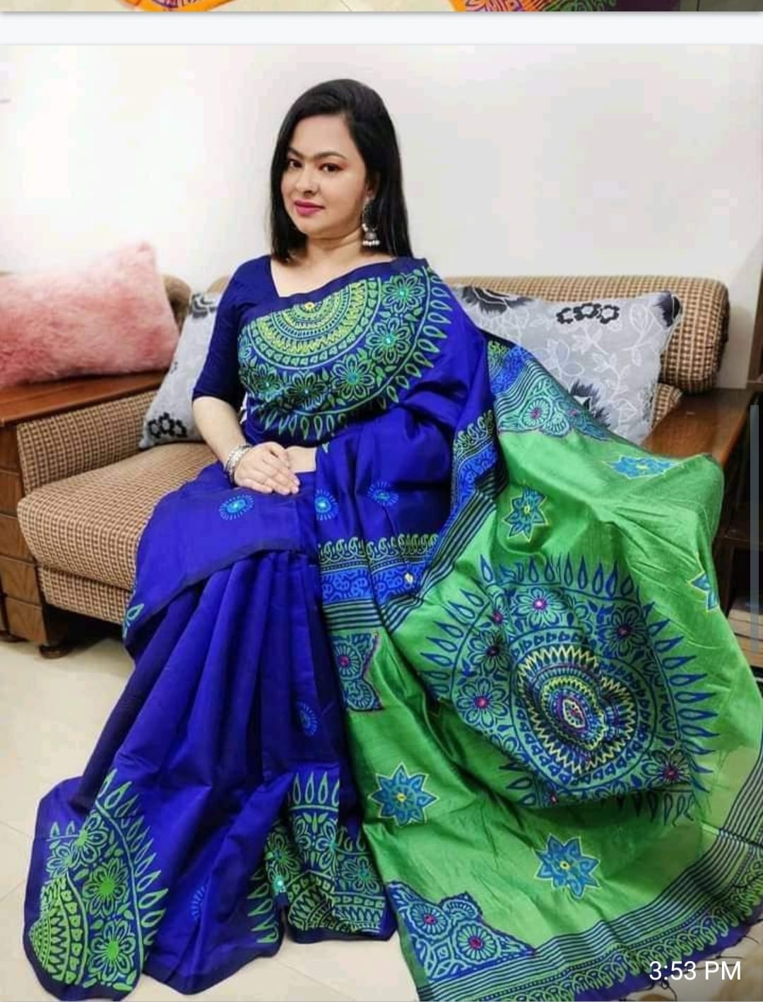 হ্যান্ডপ্রিন্ট হাফসিল্ক শাড়ী