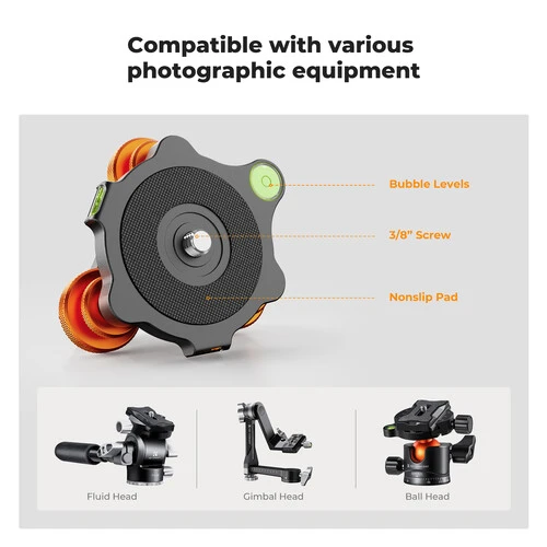 K&F Concept 31.104 Tri-Wheel Tripod Leveling Base