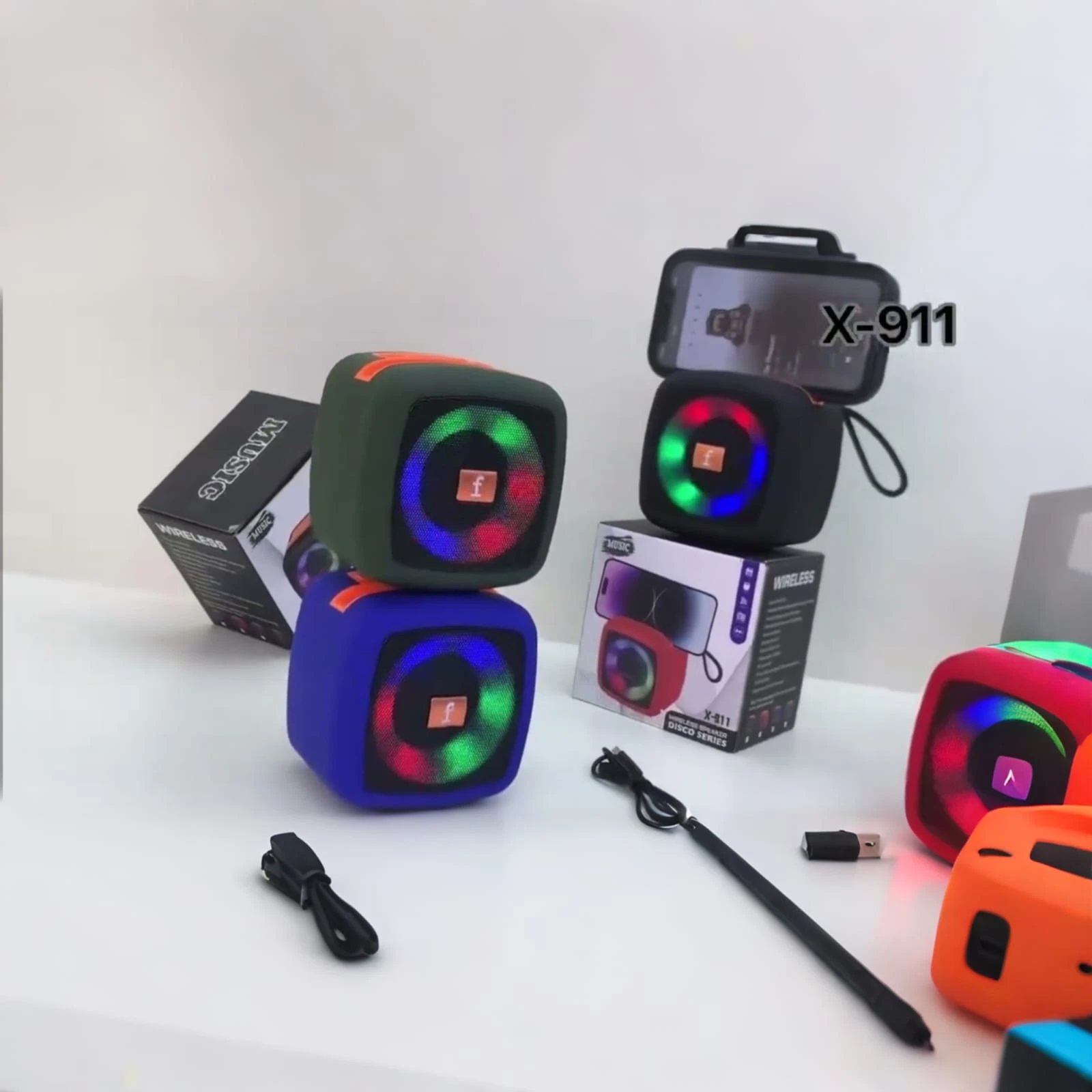 X-911 Wireless Portable Mini Speaker with Bluetooth FM Radio TF Memory Card Reader and USB Pen Drive