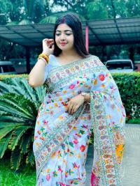 হাফ সিল্ক স্ক্রিন প্রিন্ট শাড়ি
