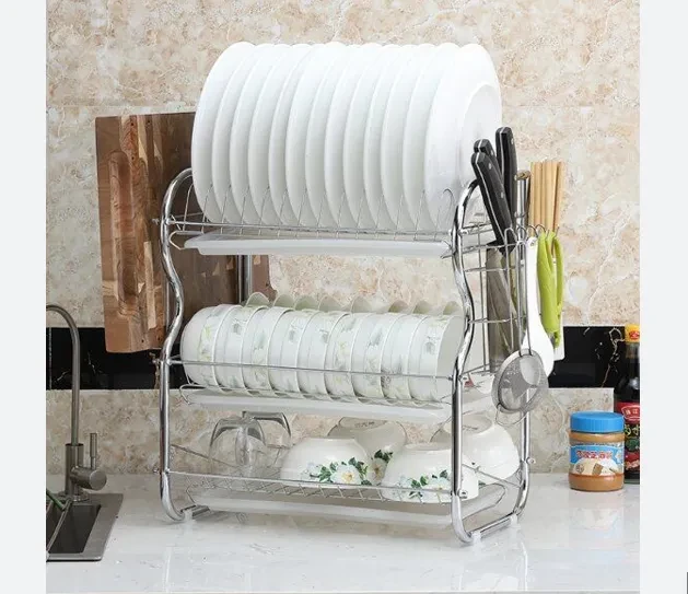 3 Layer Dish Drainer Rack Stainless Steel