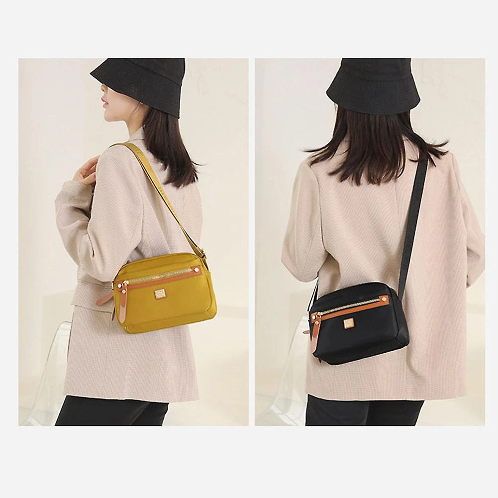 Nylon Fashion Cross-body Bag Lightweight Portable Shoulder Bag (golden)