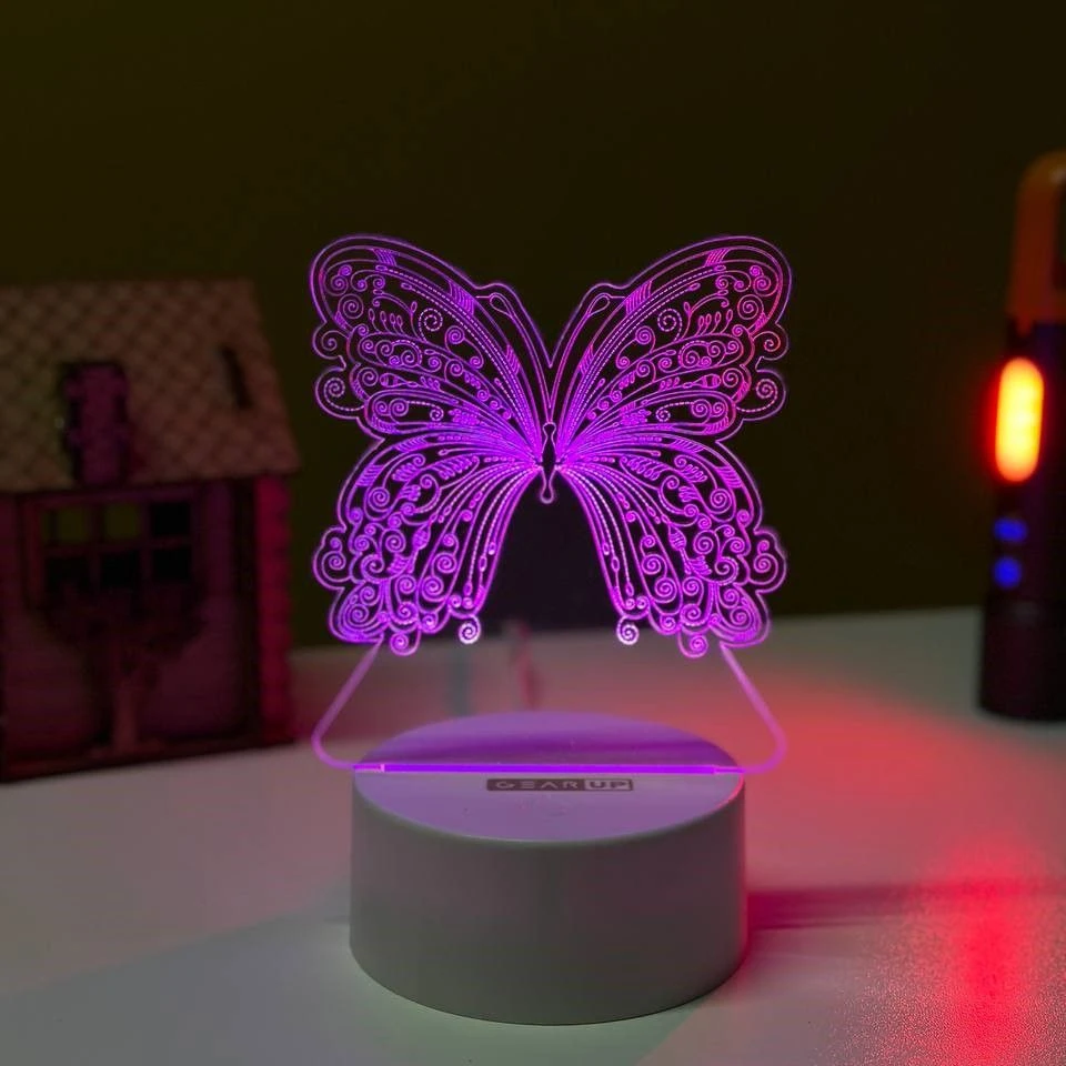 GearUP Acrylic Multicolor Night Lamp (Butterfly) – 20 pcs