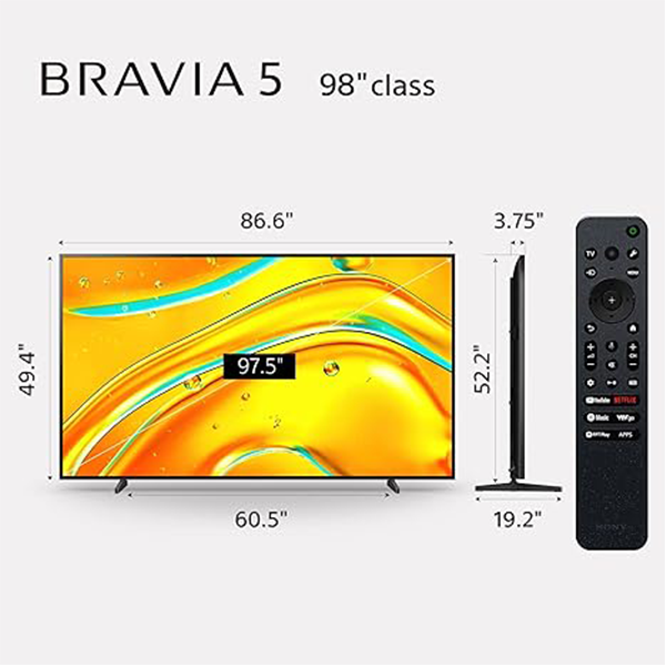 Sony Bravia 5 98” Class Mini LED 4K HDR Google TV (2025), K-98XR50
