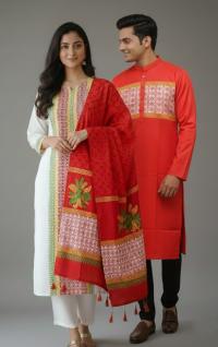 Panjabi Three Piece Couple Set