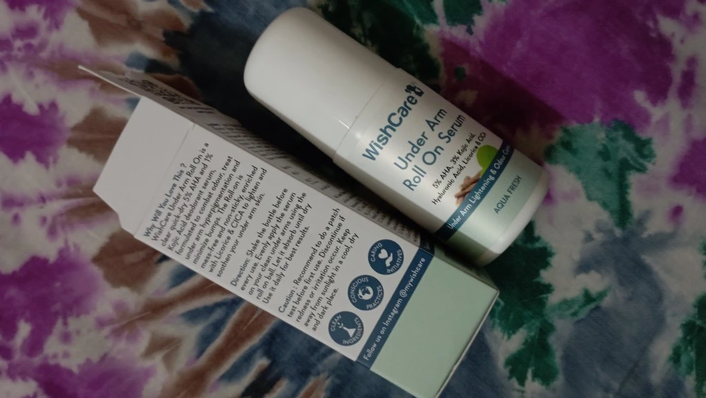 WishCare Underarm Roll On Serum 50ml | 5% AHA & 3% Kojic Acid for Brightening & Odour Control - Roll On Deo for Women & Men- Long Lasting Aqua Fragrance