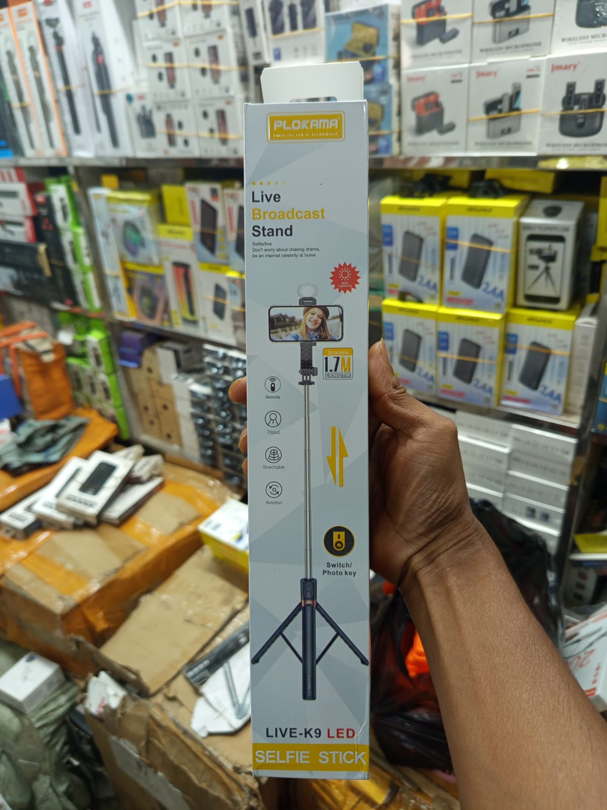 LIVE-K9 LED Selfie Stick, also known as a Live Broadcast Stand
