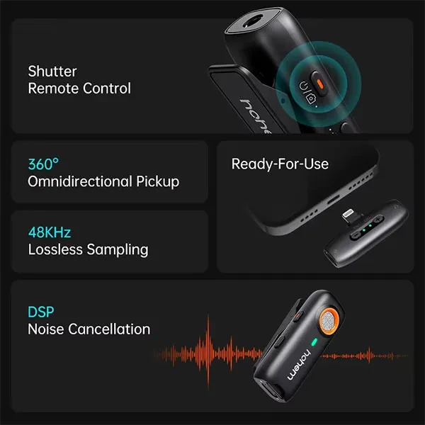 Hohem MIC-01 (1TX + 1RX) Wireless Microphone
