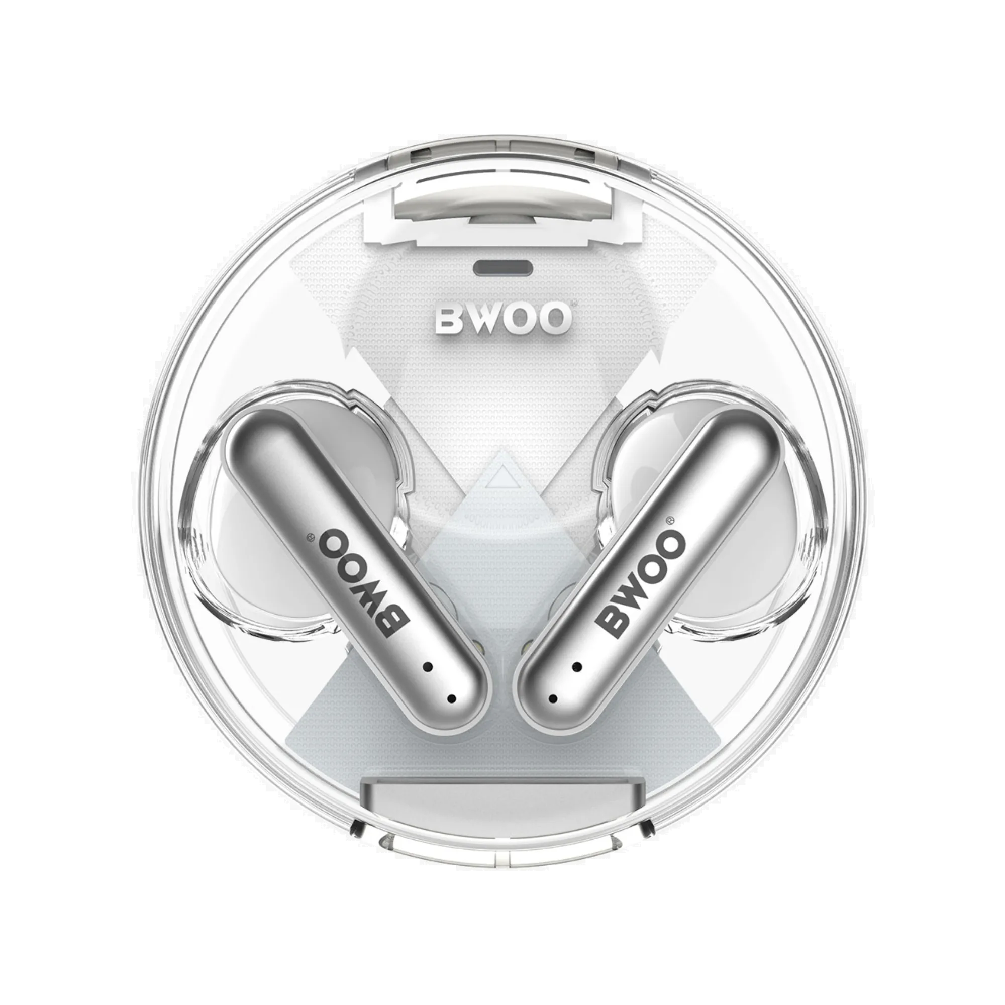 BWOO BO-BW95 BT V5.2 Half-in-ear Wireless Earbuds with Transparent Charging Case
