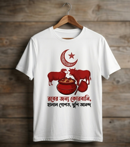 ঈদ স্পেশাল বাংলা টাইপোগ্রাফি প্রিন্টেড টি-শার্ট (কোরবানি কালেকশন) – হোলসেল অফার | সাইজ M-XXL