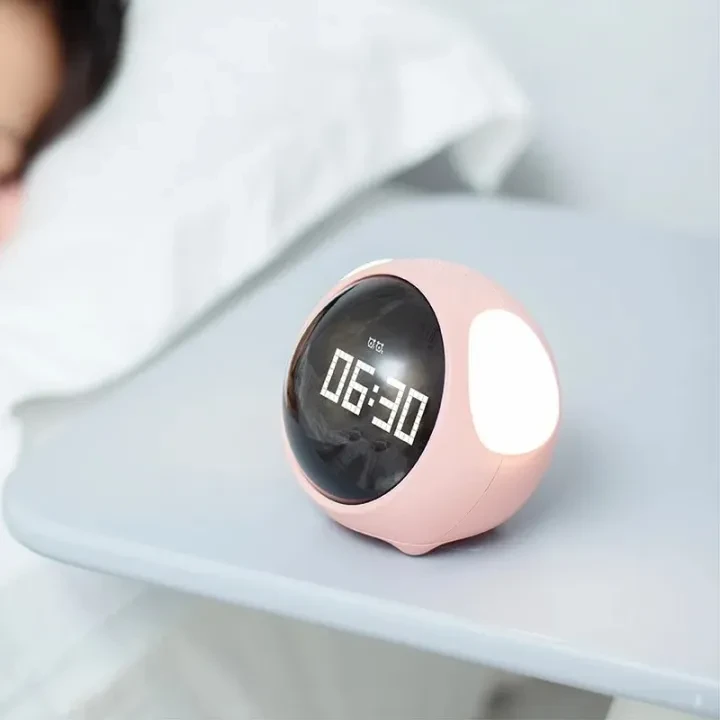 Cute Expression Multi Function LED Pixel Alarm Clock – Pink