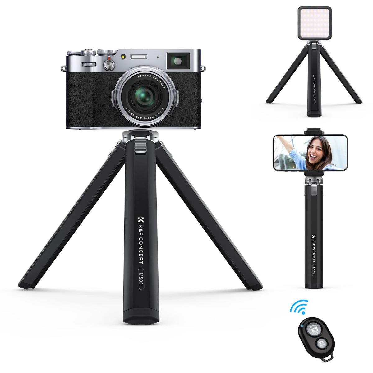 K&F Concept MS05 Adjustable 2 Levels Zinc Alloy Small Snail Desktop Tripod KF09.130