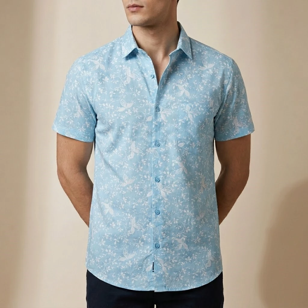 Pure Cotton Half Sleeve Print Shirt for Men's