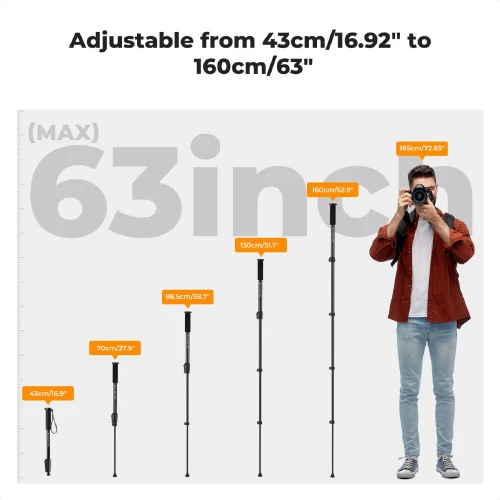 K&F Concept KF09.138 Lightweight Aluminum Portable Professional Monopod
