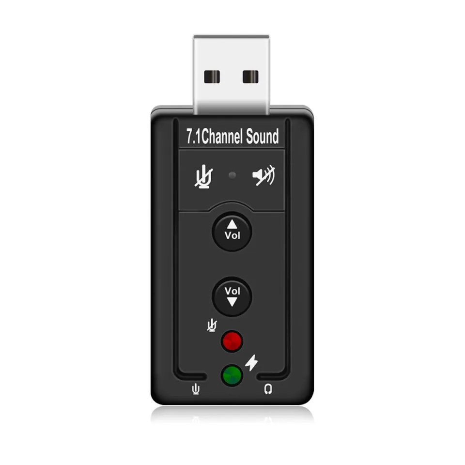 Mini USB 2.0 3D Virtual 480Mbps External 7.1 Channel Audio Sound Card Adapter- black