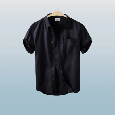 Men's Stylish Half Sleev Casual Solid Shirt ( Black )