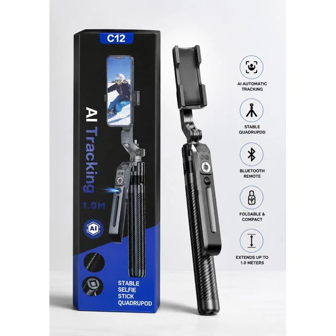 C12 AI Smart Tracking Selfie Stick Tripod