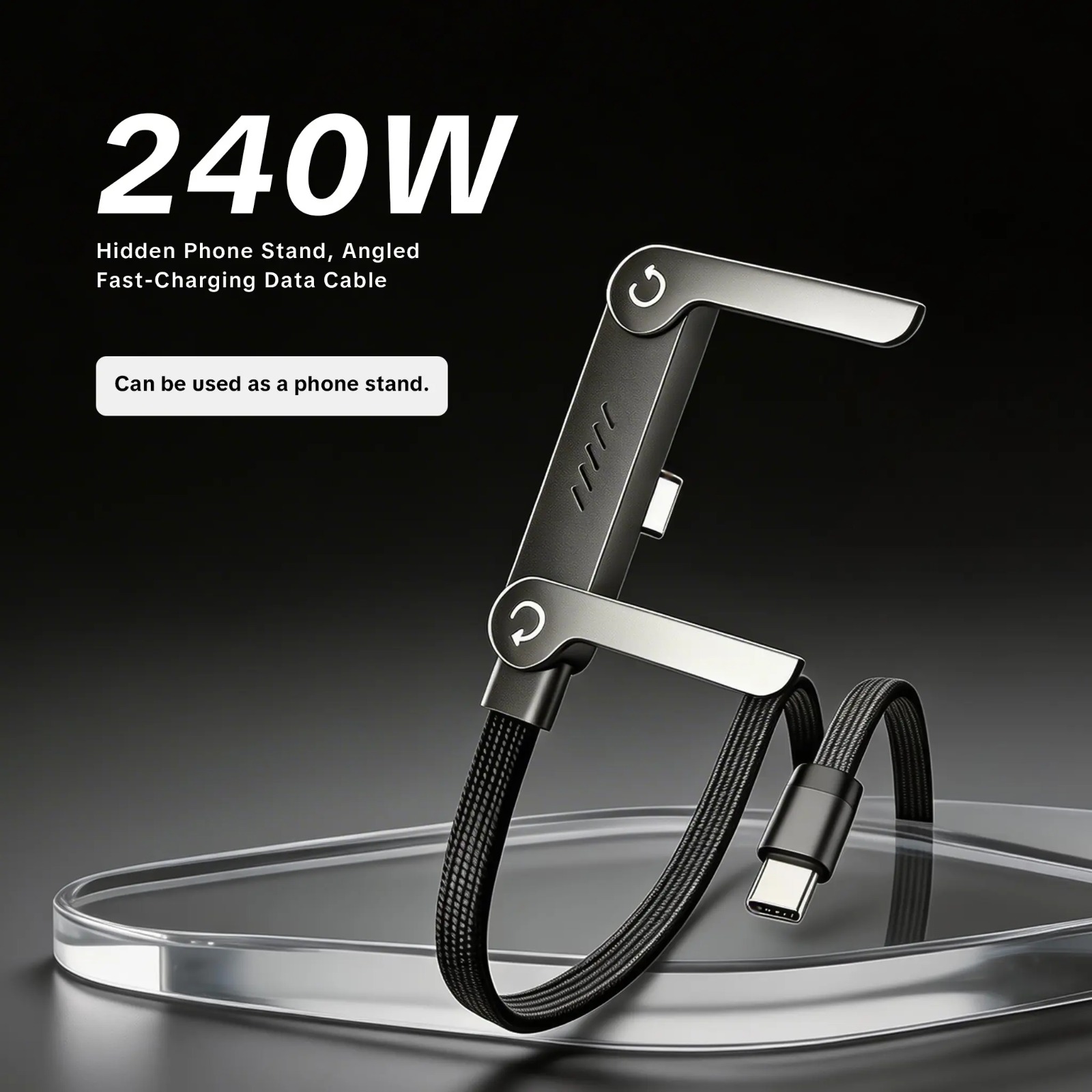 3 in 1 Fast Charging Type-c TO Type-c Cable 240W with Stand
