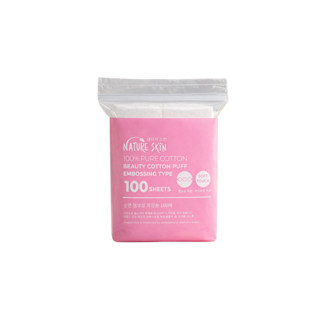 Nature Skin Embossing Beauty Cotton Puff 100 Sheets