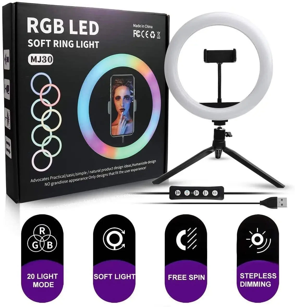 MJ30 RGB LED Soft Ring Light 12inch – (Only light)