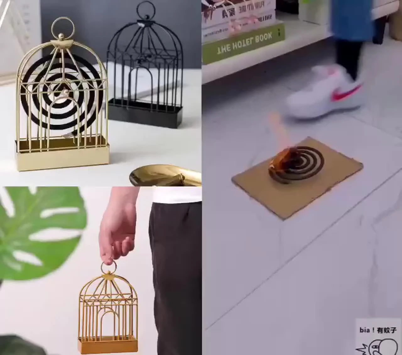 Birdcage Shape Iron 1Pcs - Mosquito Coil Holder Stand Mosquito Repellent Incense Burner Holder Hanger for Indoor Home Living Room Bedroom Hotel-Black