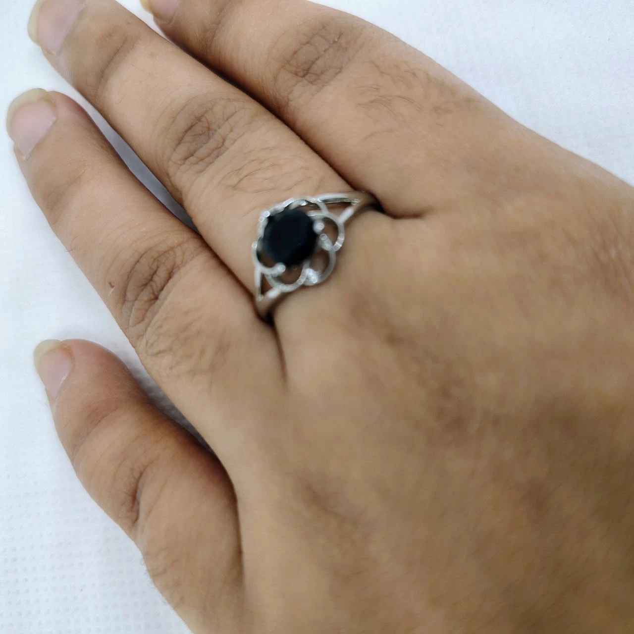 Crystal Bloom Silver Ring