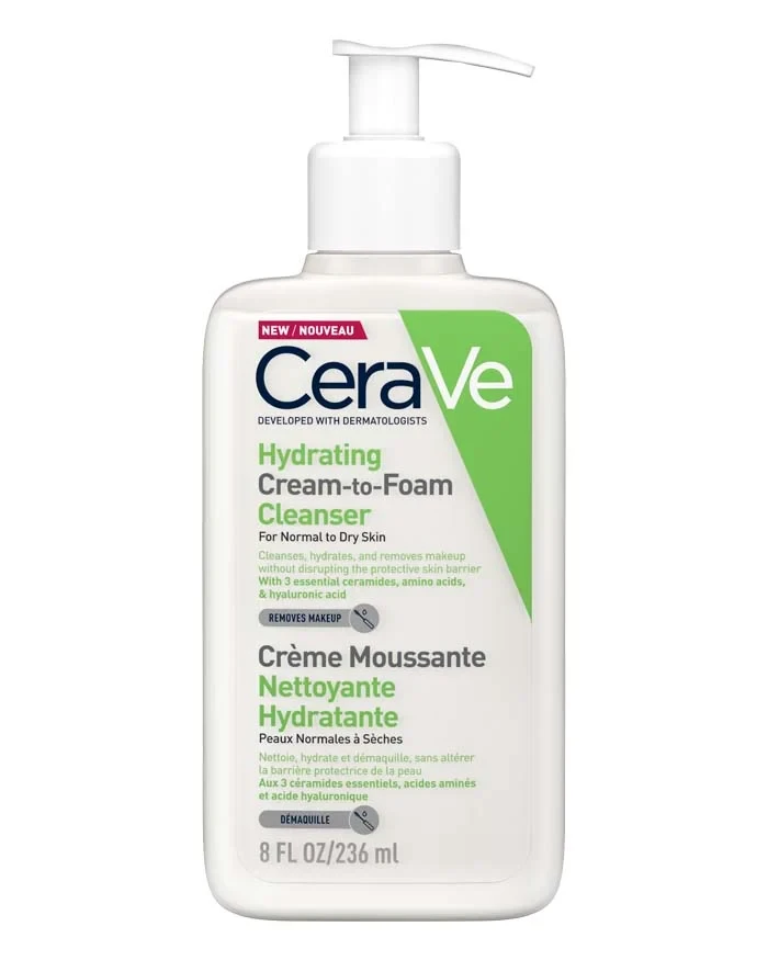 CeraVe Hydrating Cream to Foam Cleanser 236ml I Made in UK