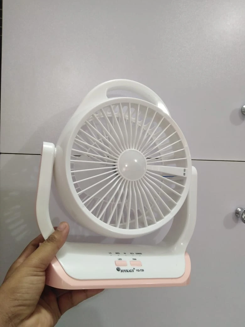 JOYKALY YG-729 Portable Rechargeable LED Light AC/AD Electronic Fan with 6" inches High Speed Blade