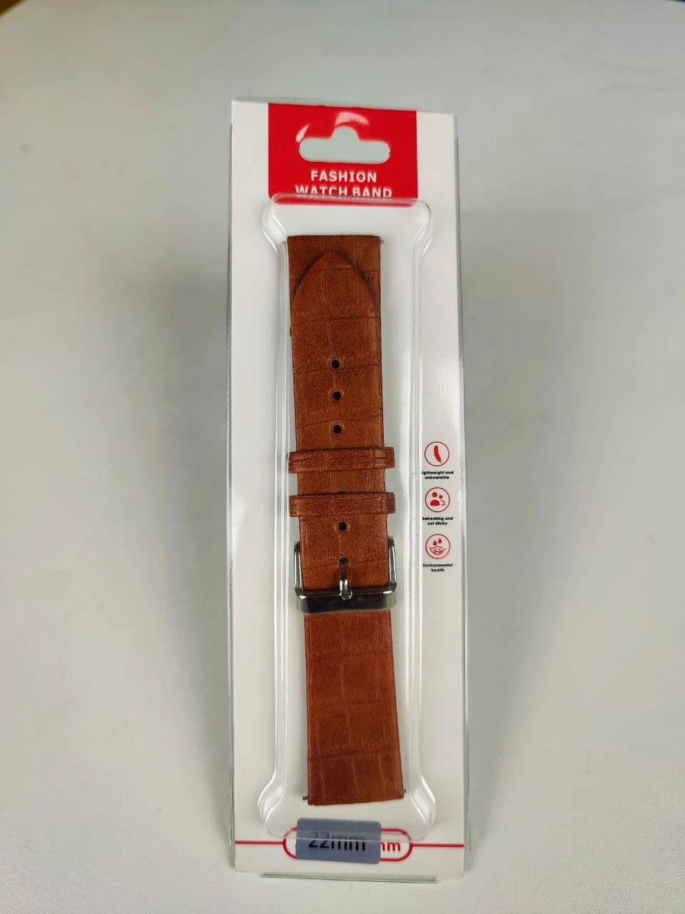 22mm Leather Strap for Smartwatch – Black Color