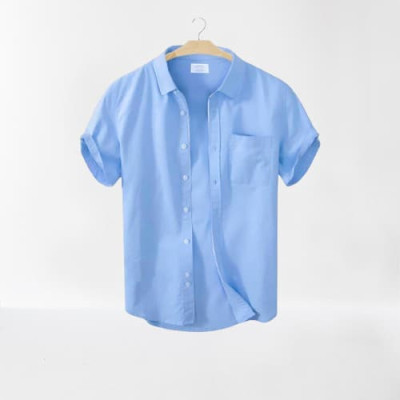 Men's Stylish Half Sleev Casual Solid Shirt ( SKy )