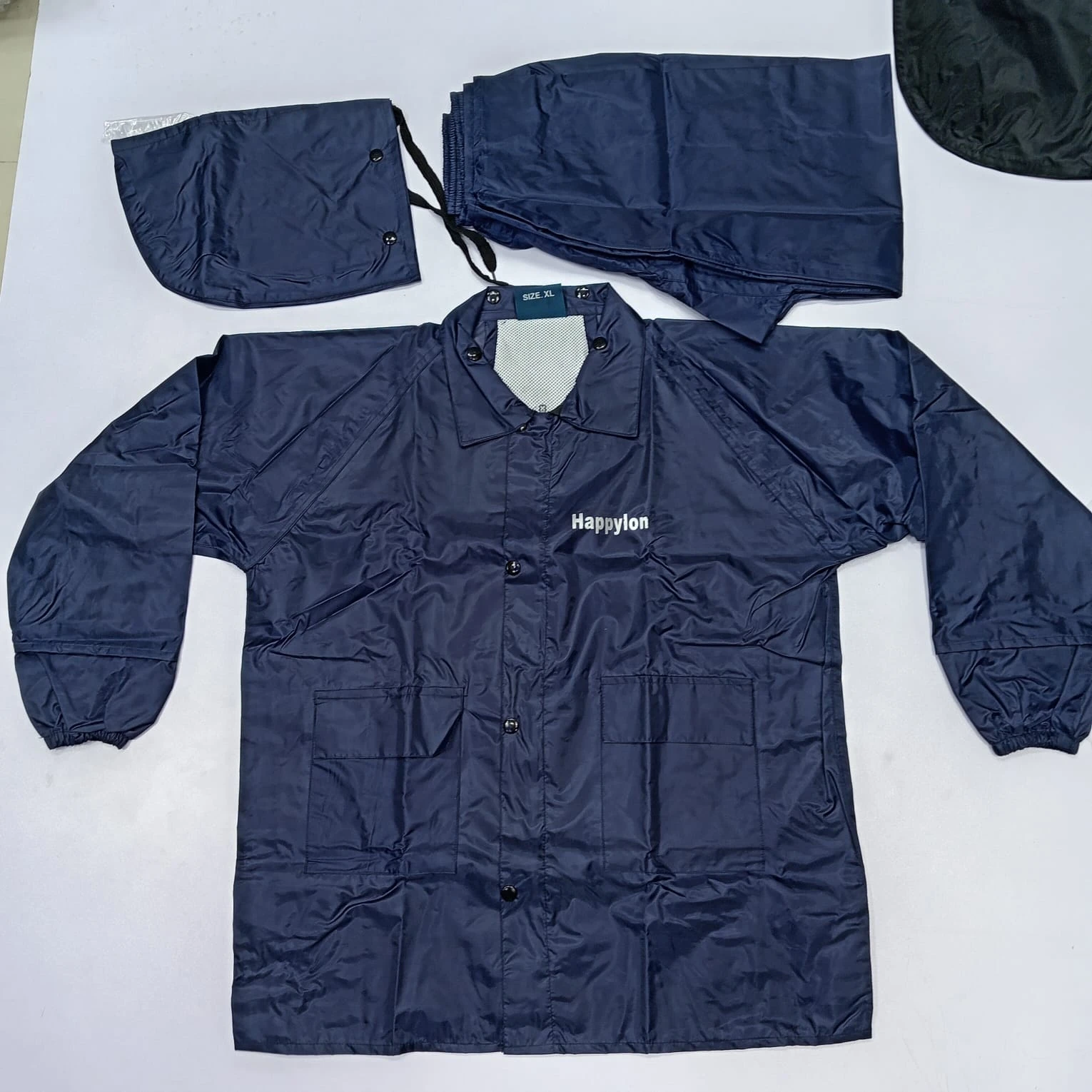 100% Water proof High quality Rain Coat With Pant. (Happylon) Blue