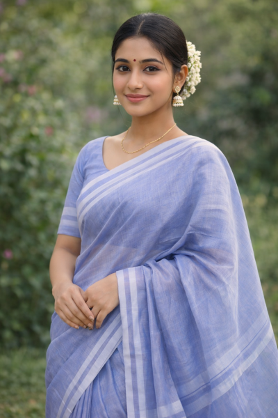 প্রিমিয়াম সিনথেটিক মসলিন শাড়ি - ১২০ কাউন্ট সুতি বুনন