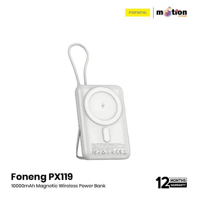 Foneng PX119 10000mAh Magnetic Wireless Power Bank with Built-in Cables (22.5W)