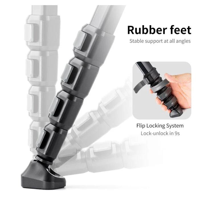 K&F Concept 70" Aluminium Camera Tripod M1+BH-36L – 15kg Load, Portable & Flexible KF09.105V1