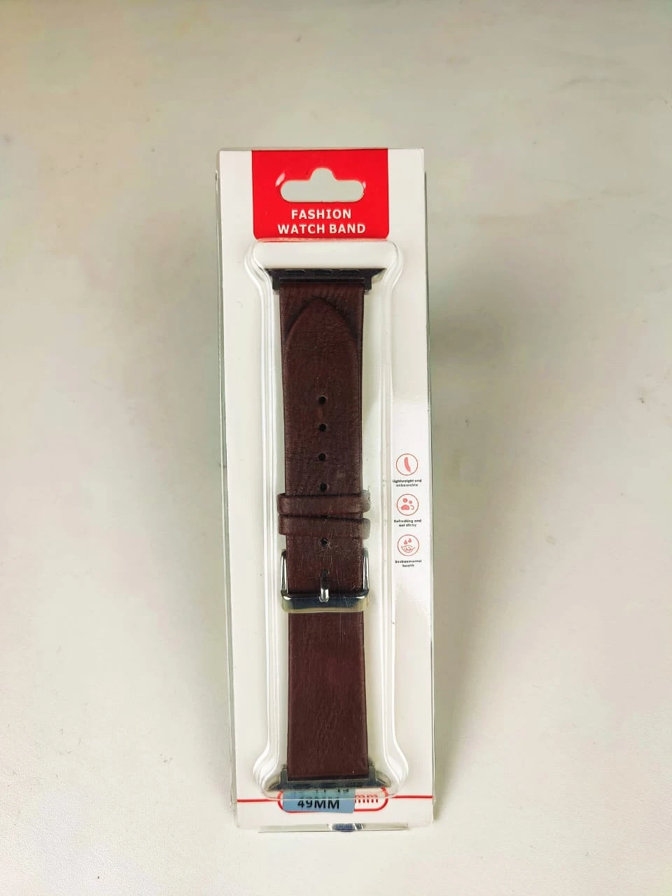 49mm Leather Strap For Smartwatch – Black Color