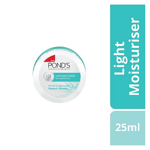 POND'S Light Moisturiser 25ml Non-Oily Fresh Feel For Soft Glowing Skin With Vitamin E & Glycerin