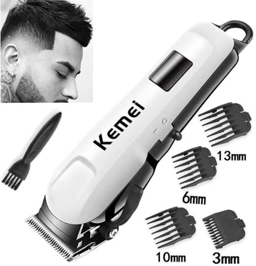 Professionals Design Perfect Shaver And Haircut Rechargeable Beard And Moustaches Hair Machine And Trimming With Cord And Without Cordless Use km809A(White)