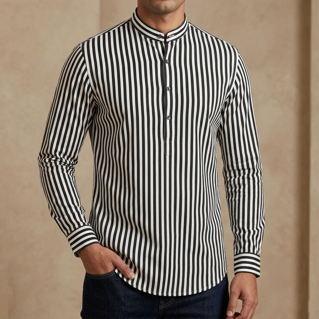 Premium Long Sleeve Striped Katua for Men