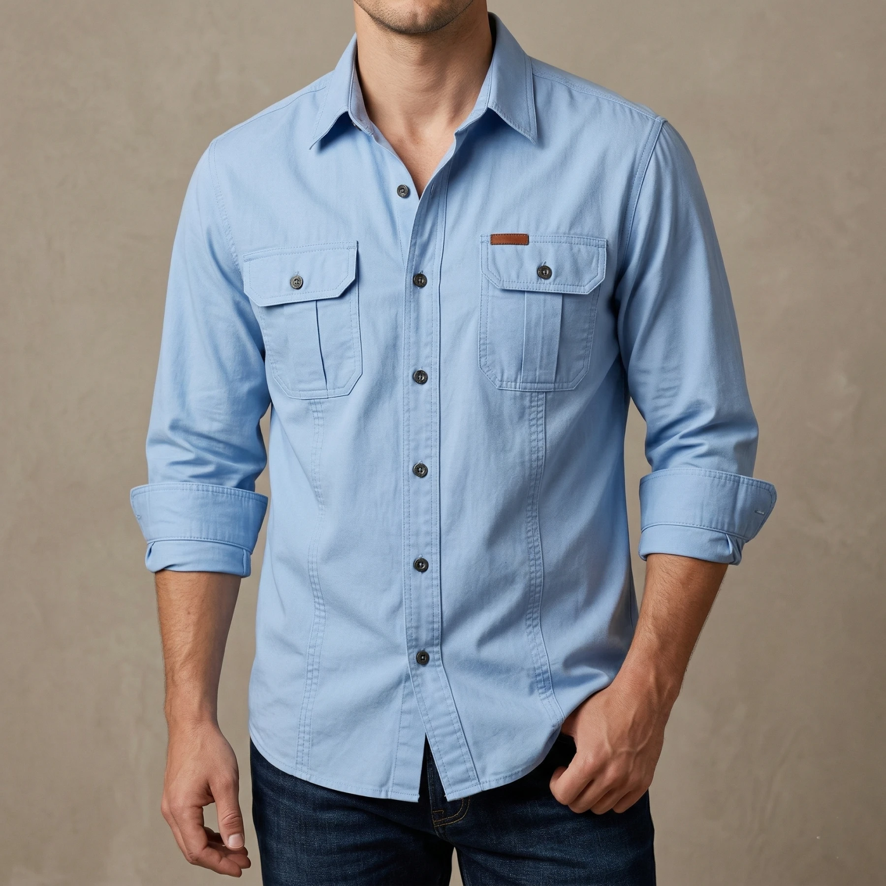 Full sleeves double pocket panel Shirt
