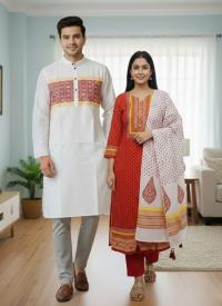 Panjabi Three Piece Couple Set