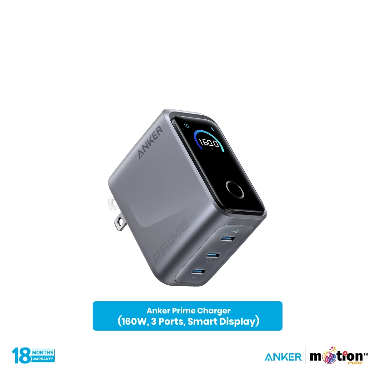 Anker Prime 160W Charger 3-Port with Smart Display